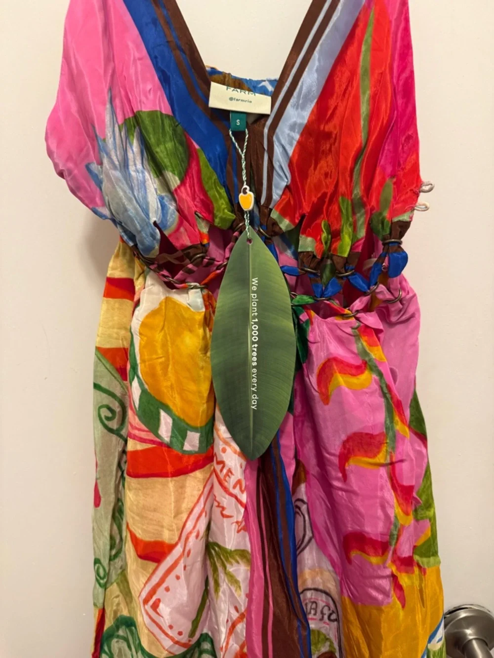 Farm Rio Vibrant Multi-Color Sundress with Plunge Neckline - Picture 4 of 4